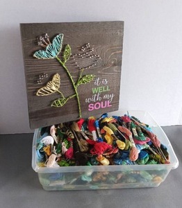 lot 123 image: Embroidery Floss Collection with Wooden Display Board