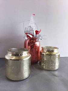 lot 127 image: Mercury Glass Jars and Christmas Decor