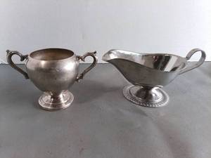 lot 134 image: Stainless Steel Sugar Bowl and Gravy Boat
