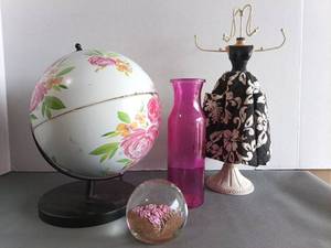 lot 145 image: Decorative Accents,Floral Globe, Paperweight, Vase, Jewelry Dress Form