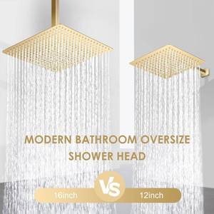 lot 1208 image: $76 16-Inch Brushed Gold Rain Shower Head Ceiling Mount, All-Metal 304 Stai