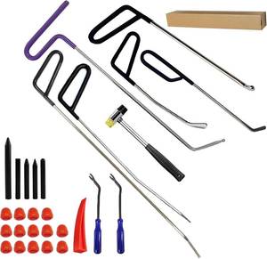 lot 1223 image: $55 29 Pcs Paintless Dent Repair Rods, Stainless Steel Dent Rods Removal Ki
