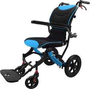 lot 1227 image: $600 Foldable Transport Wheelchair with Removable Cushion, 11in Rear Wheels