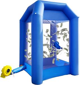 lot 1228 image: $359 Inflatable Cash Cube Booth with 2 Blowers (Blue, 5.2x5.2x8.5FT)