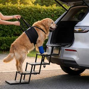 lot 1235 image: $65 VERALUX 5-Step Foldable Dog Stairs for Large Dogs, 200lb