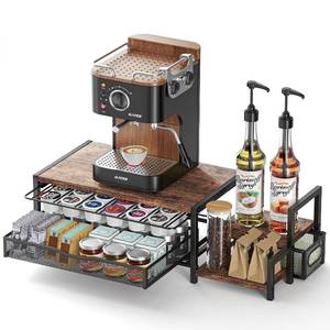 lot 1246 image: K-Cup Holder 2-Tier, 48-Pod Organizer with Sliding Drawer, Brown