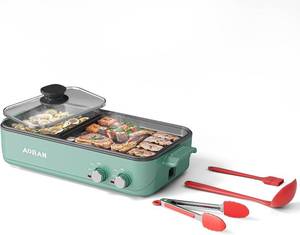lot 1250 image: $50 AORAN Electric Hot Pot with Grill, 2-in-1 Non-Stick Pot for Korean BBQ