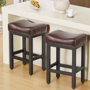 lot 1261 image: $100 Raynesys Counter Height Bar Stools, Set of 2, 24-Inch, Saddle Seats