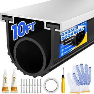 lot 1272 image: Holikme Garage Door Seal - Bottom Rubber, Aluminum Track Kit, Black, 10FT