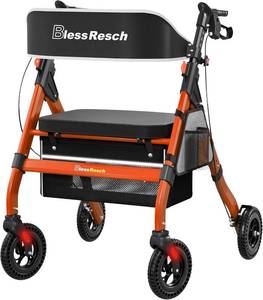 lot 1285 image: $150 BlessReach Foldable Rollator with Seat, 450 lb, 8 Wheels, 18 Seat