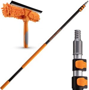 lot 1296 image: $63 5-12 ft Window Washing Squeegee Kit with Extension Pole (20 ft Reach)