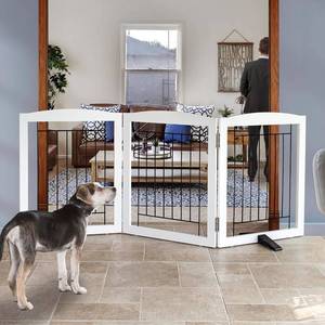 lot 1306 image: $63 ZJSF Freestanding Dog Fence Indoor Foldable Gate for Doors White 24 High