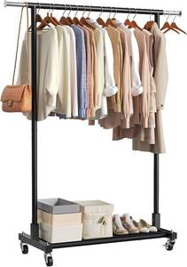 lot 1317 image: Luxspire Clothes Rack with Lockable Wheels, Storage Shelves, Black