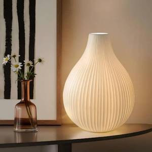 lot 1336 image: $80 RONDURE 11.0 Ceramic Table Lamp, Dimmable White Shade, Bulb Included