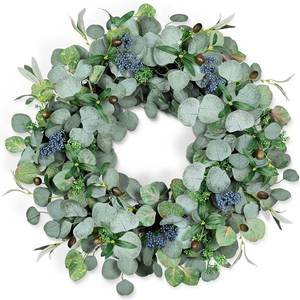 lot 1348 image: COLORSPEC 24-Inch Eucalyptus Wreath with Olive Leaves and Berries