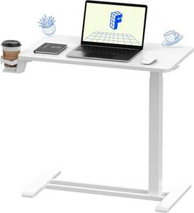 lot 1353 image: $74 FLEXISPOT H7 Overbed Table with Wheels (27.6 W x 15.7 D) - White