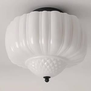 lot 1361 image: $95 LIGHTLAND Milk Glass Ceiling Light, 13.8in Mid-Century Semi-Flush Mount