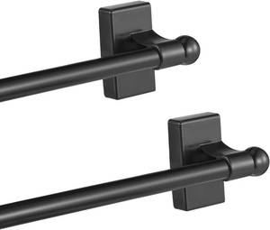 lot 1367 image: 2 Pcs Magnetic Curtain Rods for Metal Doors 16 28in, 12 Adjustable (Black
