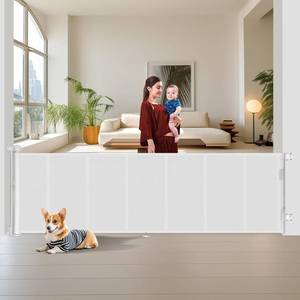 lot 1371 image: $85 Miumoon 150-Inch Retractable Baby Gate, 34-Inch Tall, 12-ft Dog Gate