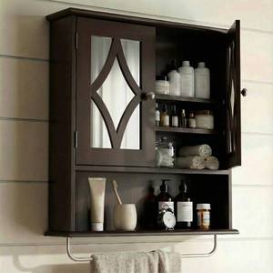 lot 1372 image: $55 RoyalCraft Wall Mounted Bathroom Medicine Cabinet with Towel Rack 22x25