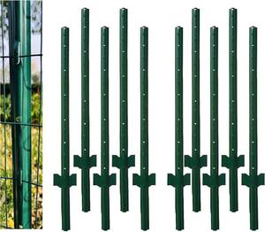 lot 1384 image: 4 ft Green Metal Fence Post, Pack of 10 for 36 in Welded Wire U-Channel
