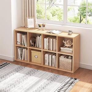 lot 1385 image: $95 NELYE 8-Cube Organizer Bookcase with Fabric Storage Bins, Open Shelves,