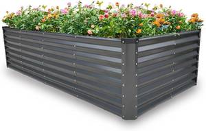 lot 1386 image: $72 GARDMAX 8x4x2FT Galvanized Raised Garden Bed Kit, Outdoor Planter