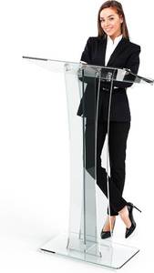lot 1387 image: $350 Acrylic Podium Stand - Portable Church Lectern, Clear for Classroom