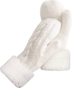 lot 67210 image: AURUZA Winter Warm Mittens for Women, Cozy Thick Knitted Gloves & Mittens Warm Soft Lining Cold Weather Accessories Gifts