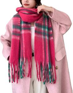 lot 67268 image: Wander Agio Winter Women Warm Scarf Long Shawl Large Scarves Cold Weather Thicker Blanket Wrap Colour Plaid Stripe
