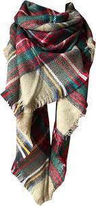 lot 67290 image: Wander Agio Womens Warm Long Shawl Winter Wraps Large Scarves Knit Cashmere Feel Plaid Triangle Scarf