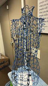 lot 60011 image: Blue Wire Dress Form Mannequin with Metal Fasteners
