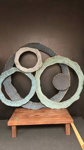 lot 60016 image: Abstract Wall Art Sculpture Multi-Color Metal Rings 28 inches
