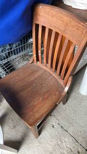lot 60026 image: Wood Dining Chair with Vertical Slat Back