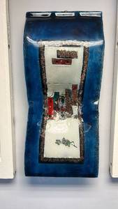 lot 60038 image: Wall Art Panel Blue Glazed Mixed-Color Abstract Relief Hanging