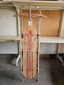 lot 5000 image: Olympian Wood Sled with Metal Frame and Curved Handle
