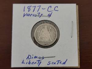 lot 10037 image: 1877-CC Liberty Seated Dime Variety 4 Silver