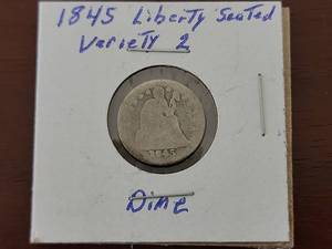 lot 10039 image: 1845 Liberty Seated Dime Variety 2 Silver
