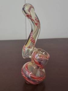 lot 10076 image: Glass Pipe with Red and Yellow Swirl Design