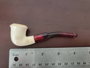 lot 10080 image: Tobacco Smoking Pipe with Cream Bowl and Red Stem