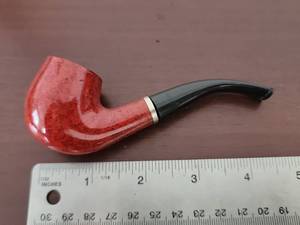 lot 10082 image: Red Tobacco Smoking Pipe with Black Stem
