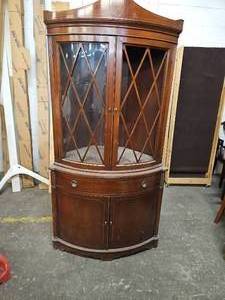 lot 10 image: #305 MAH Drexel Antique Mahogany Wood Corner China Cabinet Curio Drawers Storage  CHECK EBAY