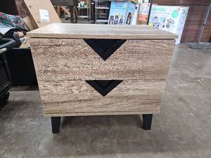 lot 14 image: Nightstand Whitewash 2-Drawer NEW