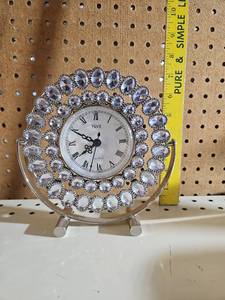 lot 5036 image: Kent Quartz Tabletop Clock with Rhinestone Frame