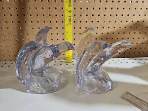 lot 5037 image: Glass Eagle Bookends. Set of 2