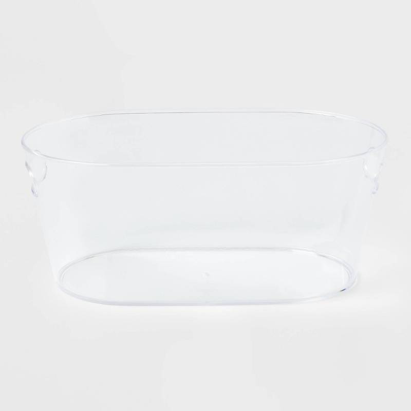 lot 2034 image: 4gal Plastic Beverage Tub - Room Essentials Clear Drink Bucket, Ice Bucket, Dishwasher-Safe - Retail $10