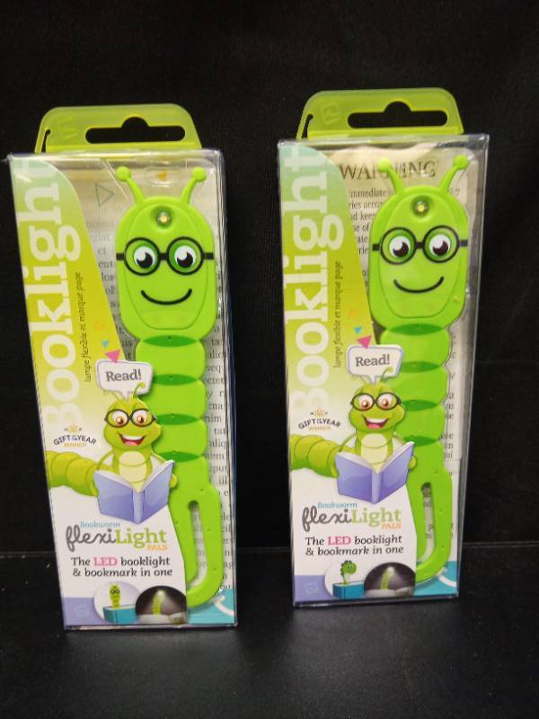lot 2057 image: Bookworm FlexiLight Pals LED Booklight & Bookmark - Set of 2 - Retail $20