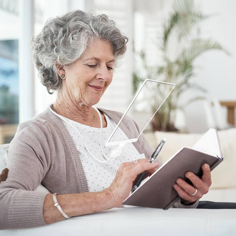 lot 2008 image: 5X Hands Free Magnifier, Flexible Gooseneck Full Page Magnifier, 8x5.5 Large Magnifier for Reading for Neck Wear Repair Sewing Low Vision Elderly - Retail $9