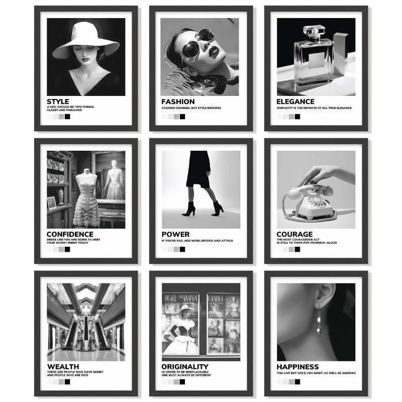lot 2010 image: 97 Decor Boujee Room Decor - Black And White Wall Art Posters, Black And White Pictures for Wall Decor, Vintage Fashion Prints Photos Artwork, Black Room Decorations for Women (8x10 UNFRAMED) - Retail $7