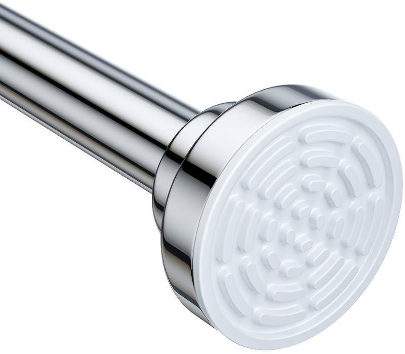 lot 2012 image: Ausemku Shower Curtain Rod Tension - 26-76 Inch Never Rust Non-Slip Spring Tension Curtain Rod No Drilling Stainless Steel Curtain Rod Use Bathroom Kitchen��Silver�� - Retail $20